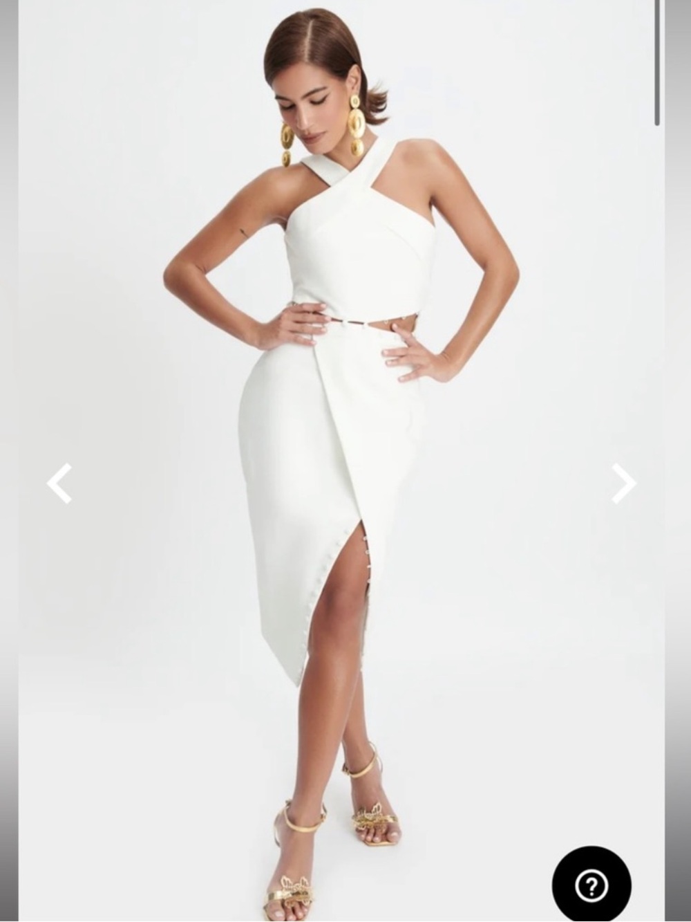 Lavish Alice Naomi White Ponte Cutout Midi Dress